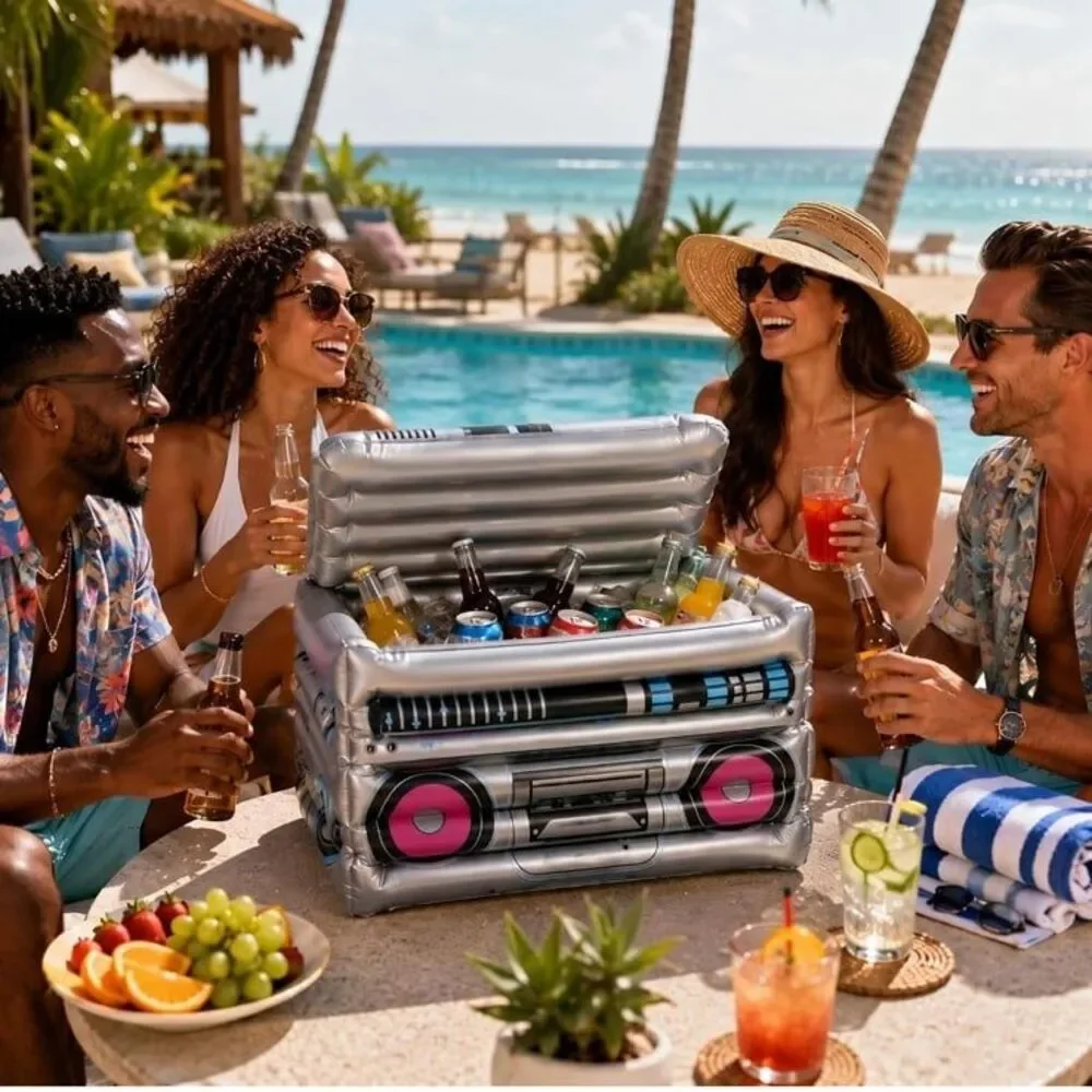 Inflatable Boom Box Beverage Cooler 80s 90s Retro Hip Hop Brand new with the lid